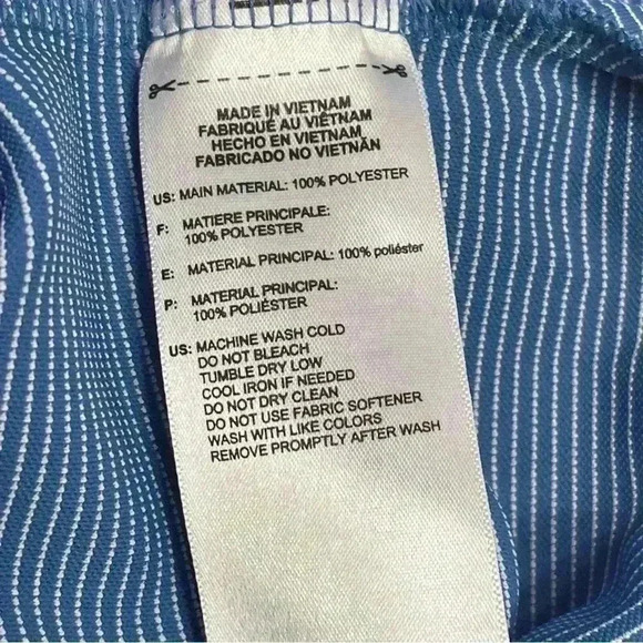 Adidas Golf Polo Shirt Mens Sz M Blue Striped Short Sleeve Moisture Wicking - Picture 6 of 6